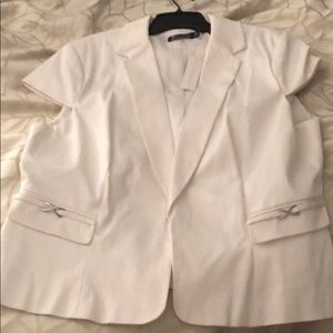 New York & Co. White Short Sleeve Blazer